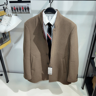 卡其色立领羊毛呢大衣外套51 轻奢高档男装 732 商场款 柜价2990