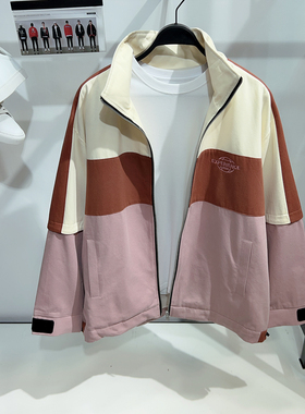 [商场款]G家男装拼接立领夹克春秋新款男士宽松oversize廓形外套