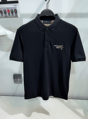 [柜价549]G家男装黑色短袖翻领T恤男字母刺绣商务休闲POLO衫4657E