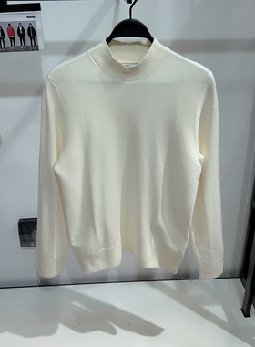 柜价699【G】通勤男装半高领毛衣2025秋冬新款白色内搭针织衫004I