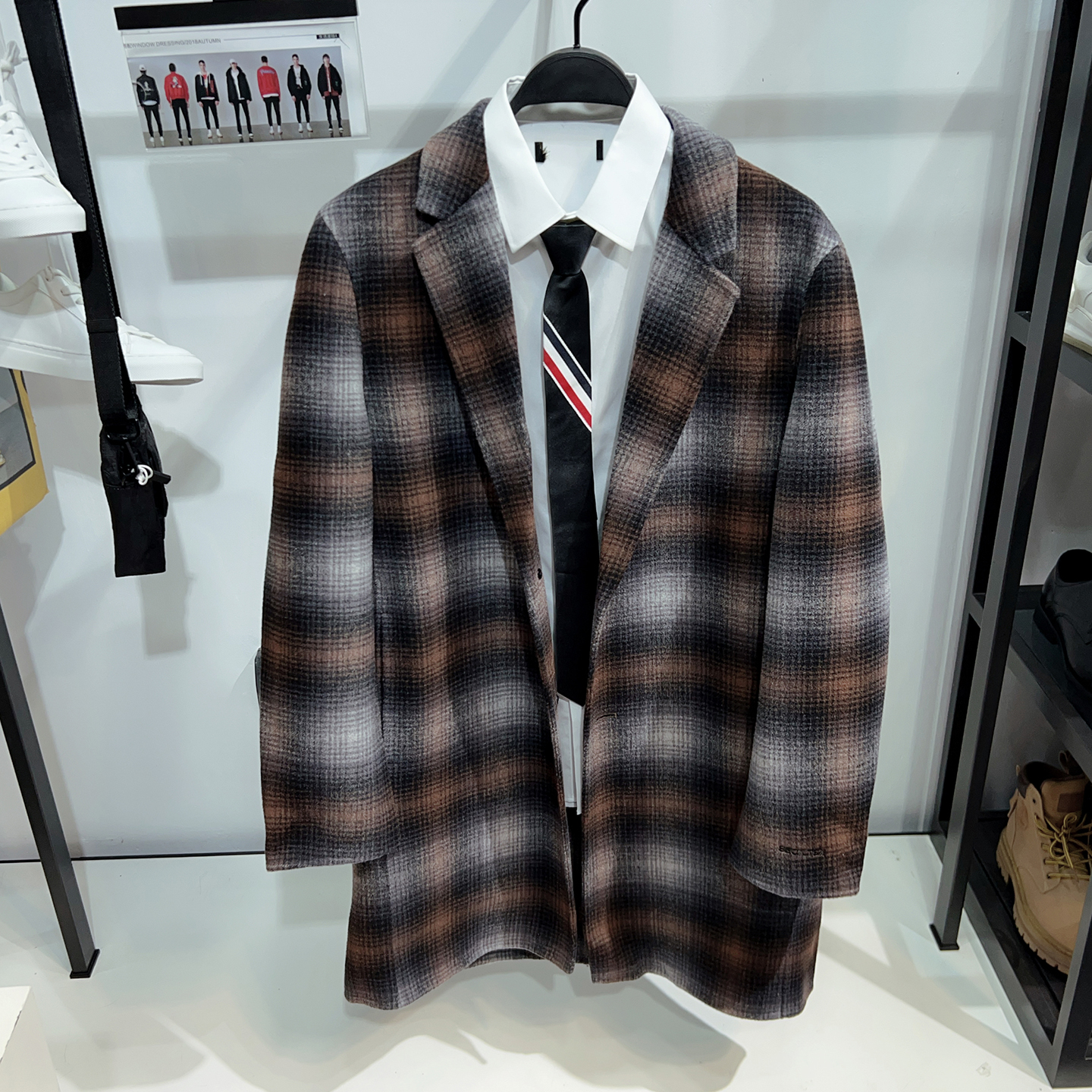 G家男装格纹双面呢大衣秋冬新款