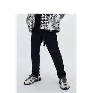 黑色抗皱弹力休闲裤 G家男装 25秋冬新款 休闲直筒工装 2002K 裤 加绒