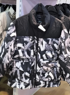 柜1699【G】男装迷彩拼色立领短款羽绒服冬季加厚白鸭绒外套1003A