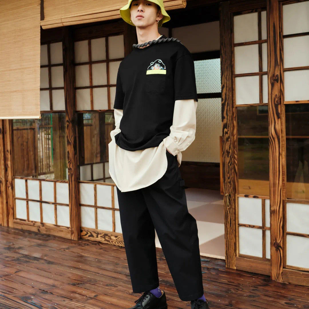 G家卡通印花联名宽松圆领情侣T恤