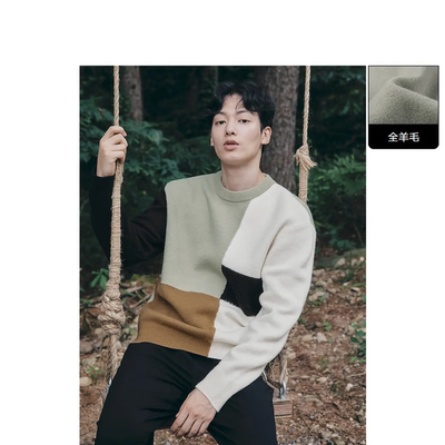 G家拼色圆领羊毛衫2025秋冬新款