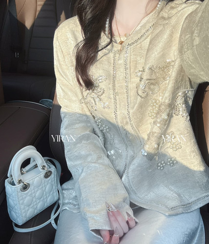 新中式国风【皎月光】重工亮片刺绣外套女2025秋季新款小香风上衣