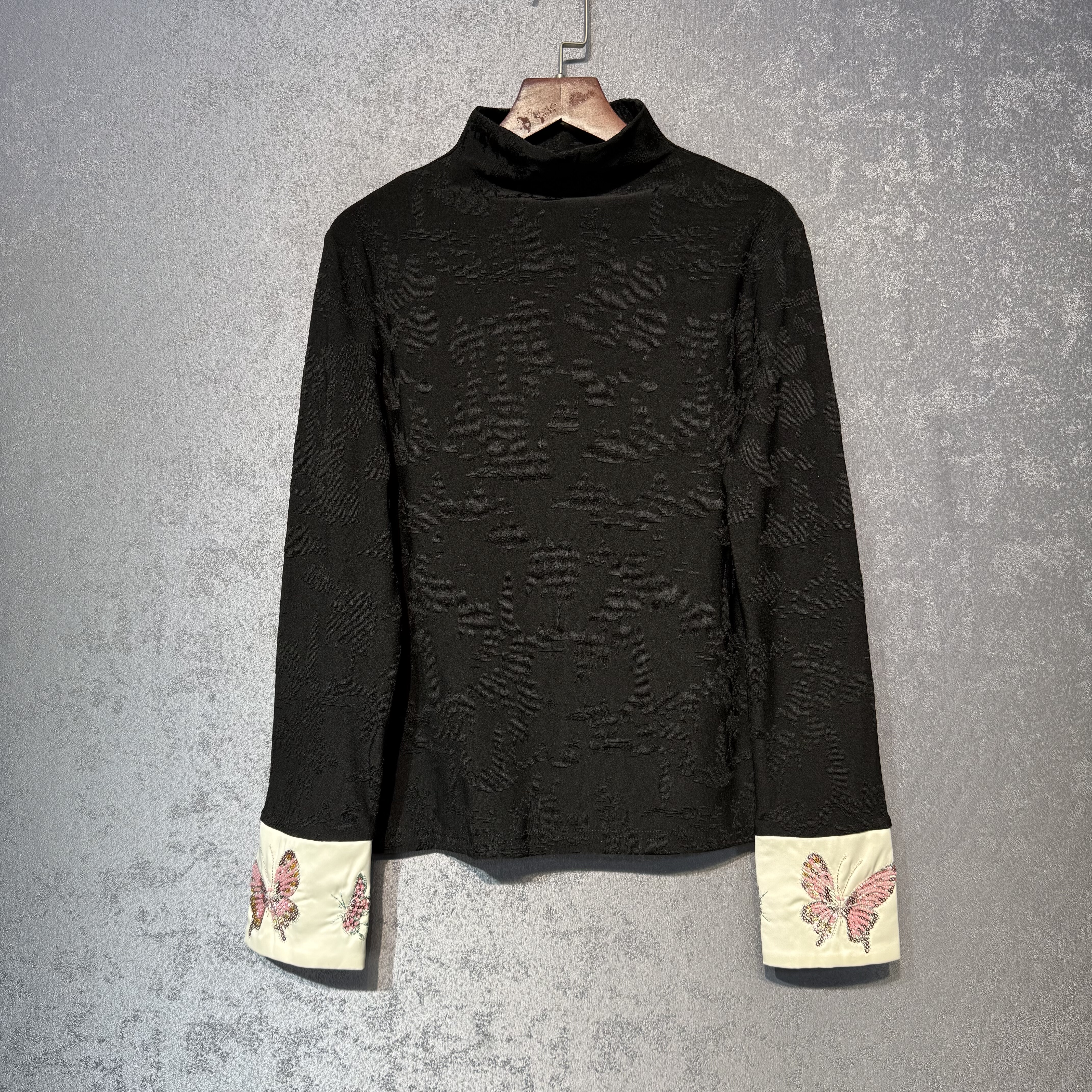 新中式秋冬原创设计民族风重工绣花显瘦百搭长袖打底衫女弹力加绒