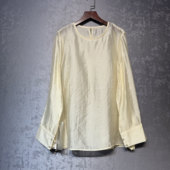 女长袖 国风真丝网纱衬衫 宽松净色减龄年轻上衣 新中式 2025春夏新款