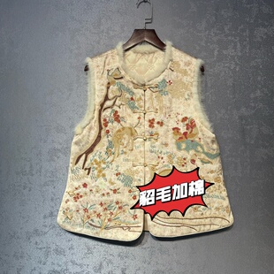 一鹿平安新中式国风重工刺绣马甲女2025冬季新款高级感上衣女士潮