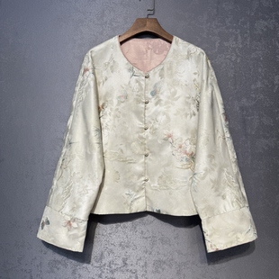 温婉绣花对襟盘扣两面两穿上 新款 蝶恋花刺绣新中式 国风外套女春季