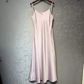 时尚 新中式 国风真丝醋酸吊带连衣裙女2025春夏新款 百搭长裙裙子