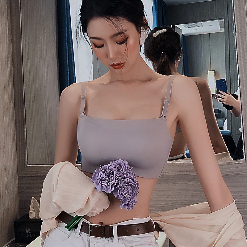 防走光抹胸式裹胸薄款内衣女无钢圈聚拢小胸上托调整型文胸收副乳