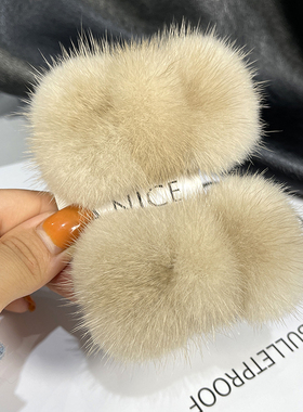 蝴蝶结毛毛发夹韩国水貂毛边夹超大可爱毛绒发卡皮草侧边bb卡网红