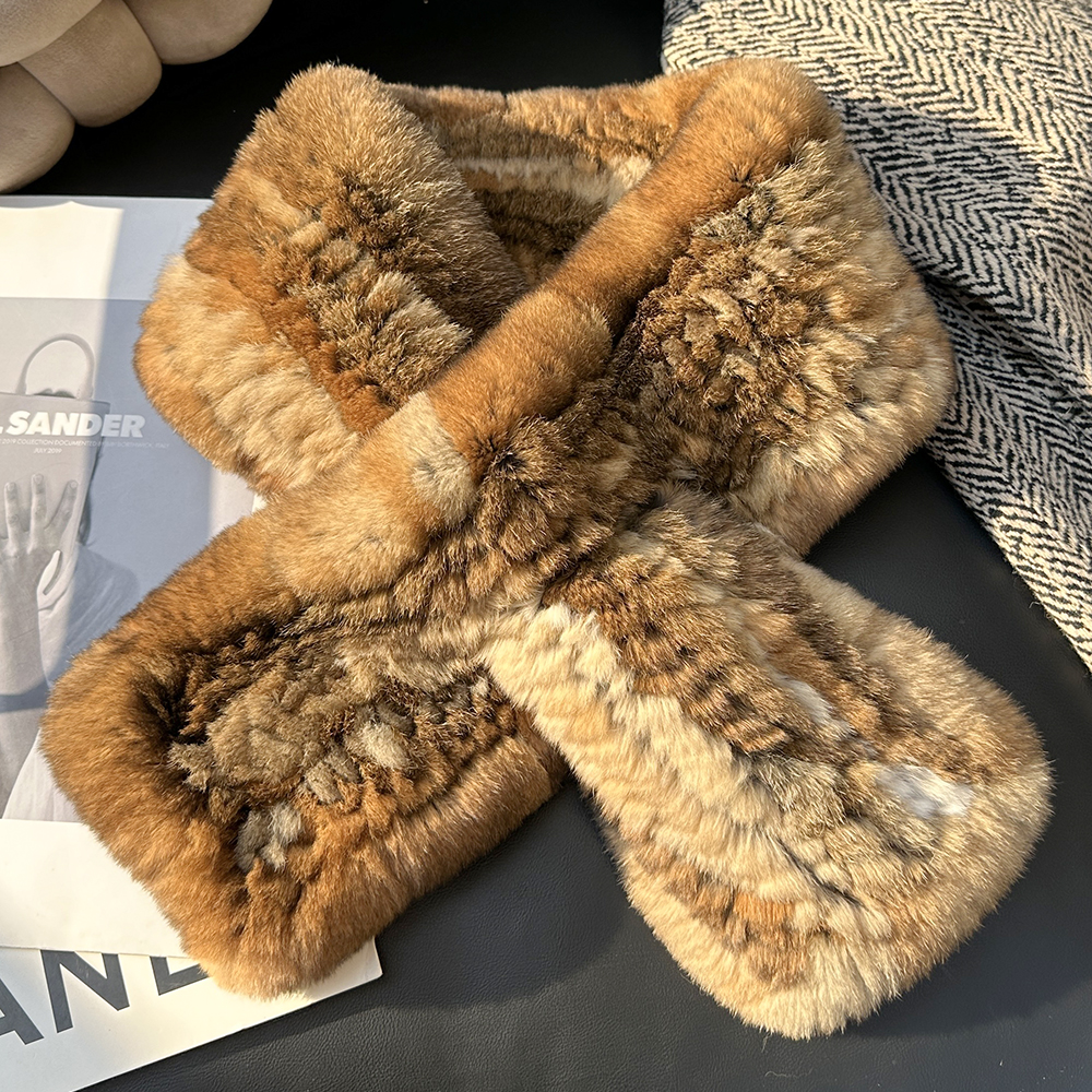 百搭双面獭兔毛围巾女士皮草围脖