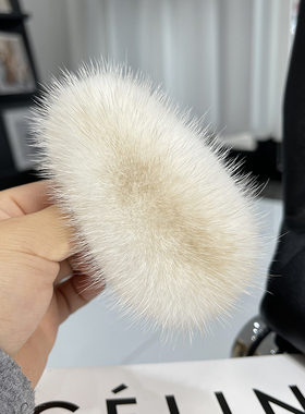 ins水貂毛毛发卡韩国简约纯色皮草bb卡边夹可爱毛绒发夹网红头饰
