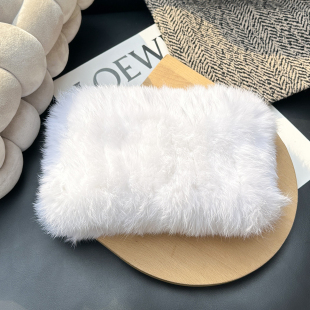 兔毛围脖女秋冬季皮草帽子双面围巾保暖加厚头套弹力编织发带外戴