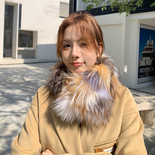 韩版百搭狐狸毛围巾秋冬保暖加厚双面皮草女士围脖大衣毛毛领披肩