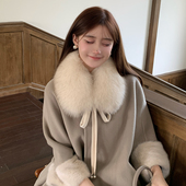 韩版 狐狸毛围巾毛领子皮草围脖丝带款 围巾秋冬季 新中式 女士百搭款