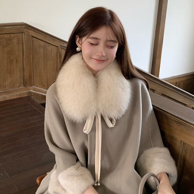 新中式韩版狐狸毛围巾毛领子皮草围脖丝带款围巾秋冬季女士百搭款