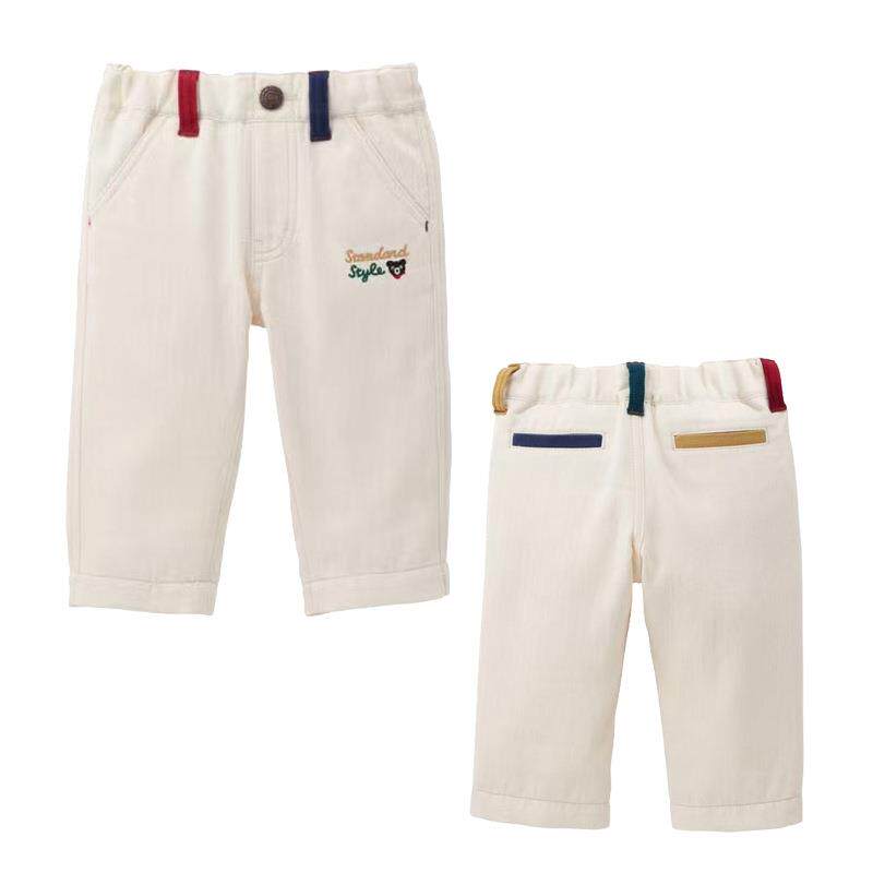 日本潮牌宝宝休闲裤 春秋新款男童卡通黑熊字母刺绣长裤儿童裤子