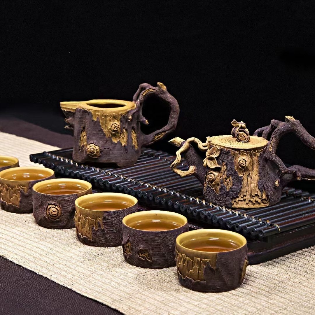 陈东铸紫砂壶套装 松树壶老壶家用茶具老式茶壶紫 泡茶壶纯手工
