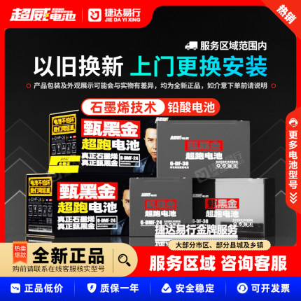 超威甄黑金电池 石墨烯技术 电动摩托车三轮车免维护铅酸电池电瓶