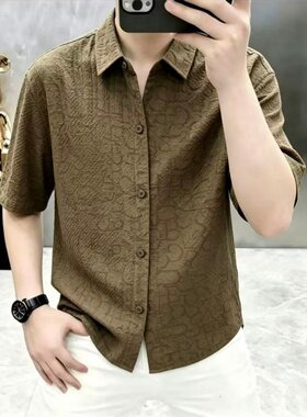 轻奢夏季男士翻领衬衫短袖透气