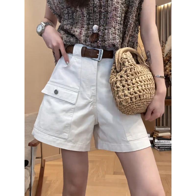 工装阔腿裤女款短裤夏季薄款休闲字裤新款小个子设计感裤子图片