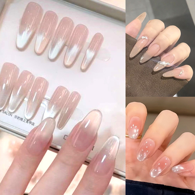 法式高级感裸粉色纯欲简约穿戴甲