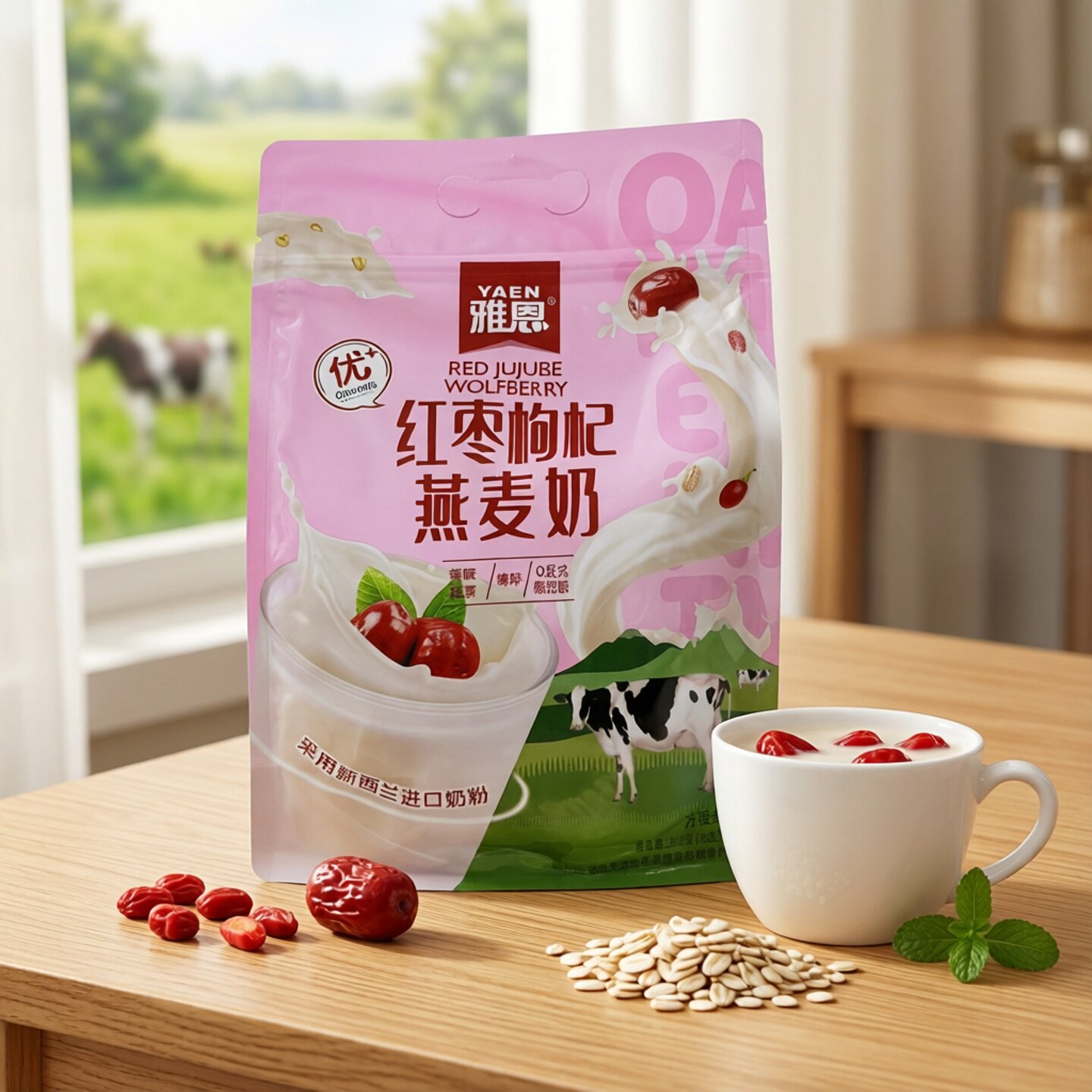 雅恩红枣枸杞燕麦奶进口奶粉袋装营养早餐代餐奶谷物冲调制品