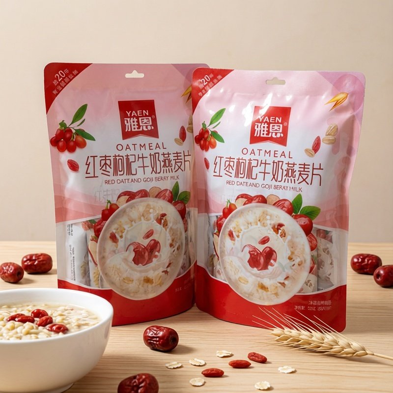 雅恩红枣枸杞牛奶燕麦片奇亚籽核桃益生菌高钙代餐谷物冲调制品