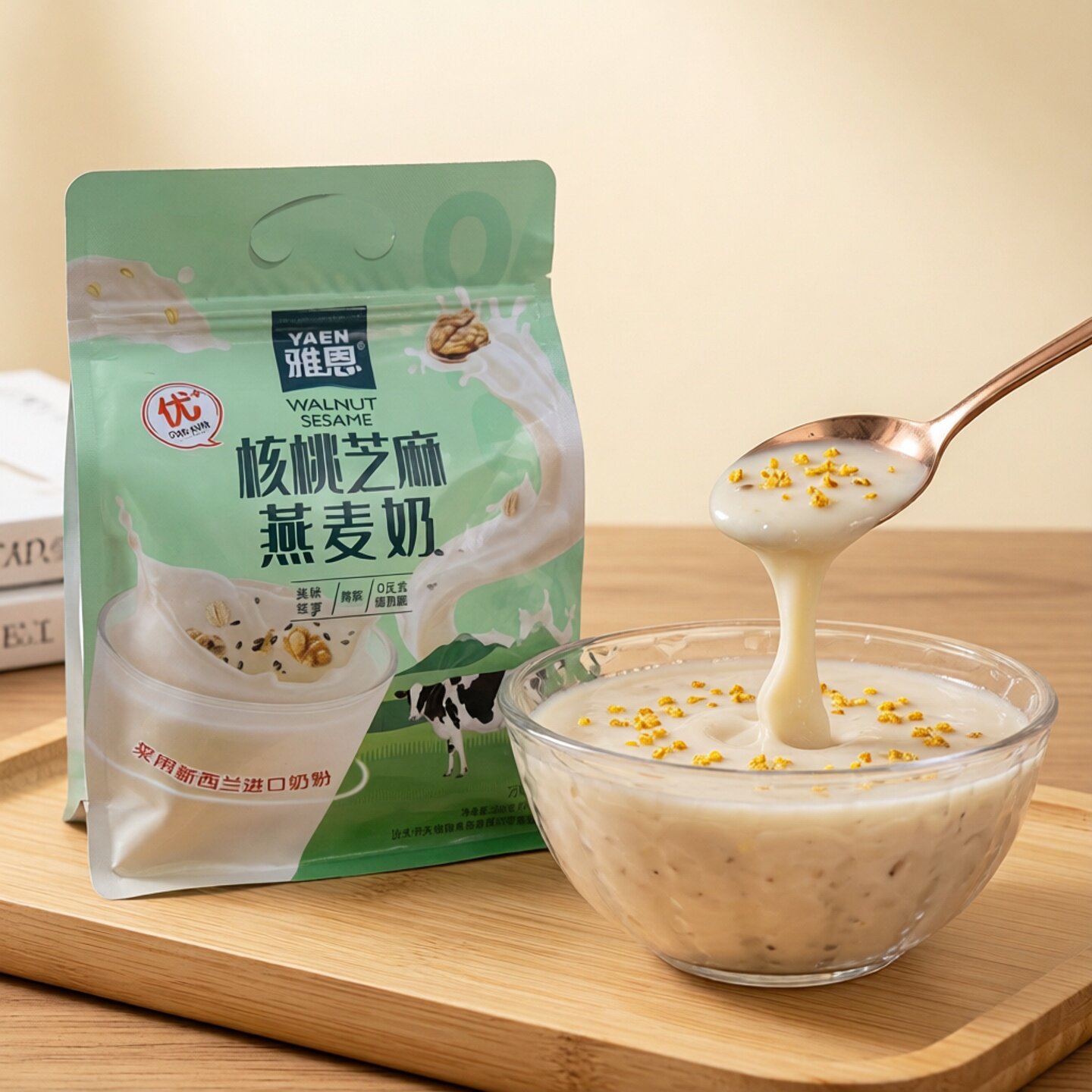 雅恩核桃芝麻燕麦奶坚果袋装营养早餐代餐奶谷物冲调制品