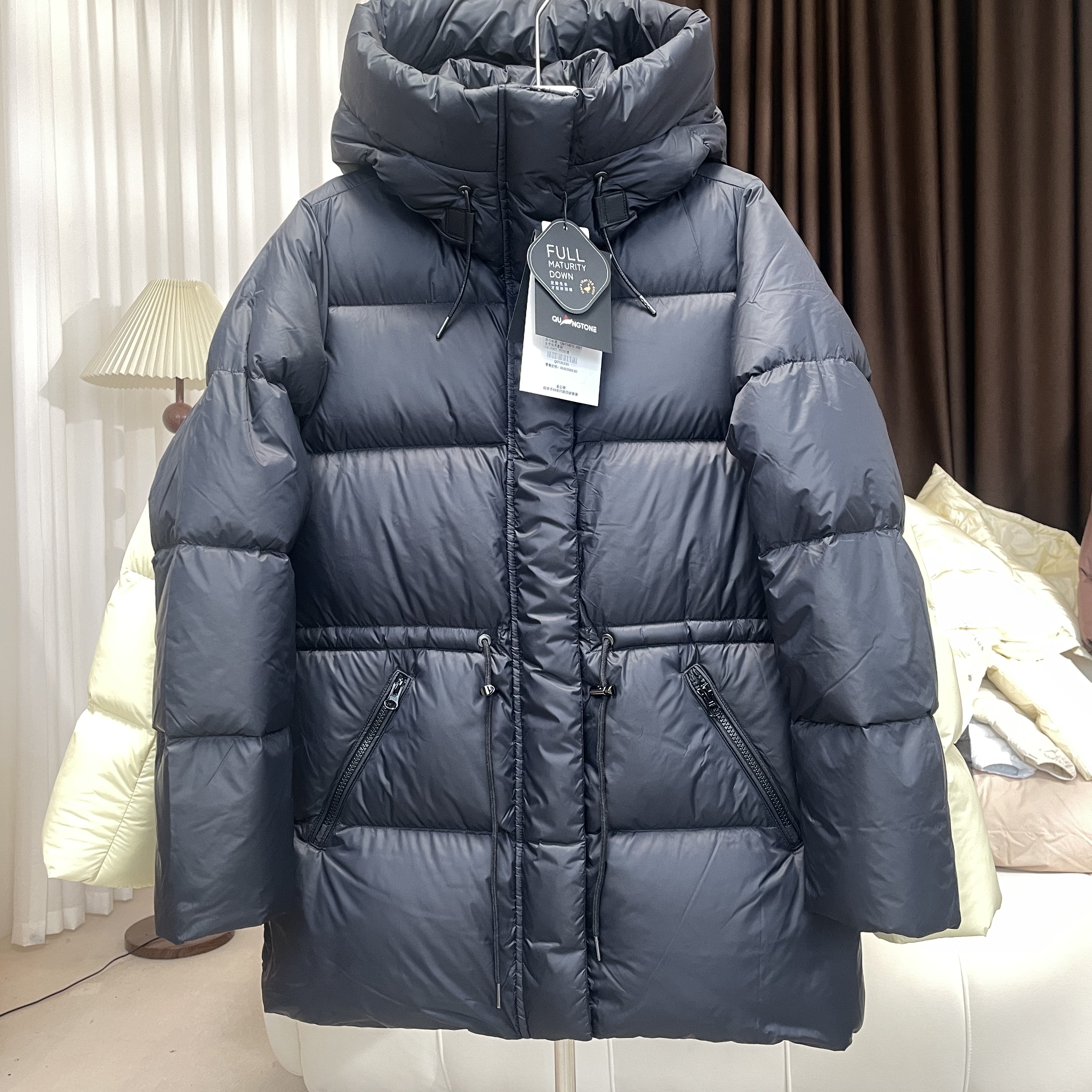 【忠叔QUANGTONE足龄鹅绒】收腰加厚保暖90鹅绒中长款女羽绒服