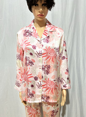 外贸出口真丝睡衣睡裤夏季薄款桑蚕丝绸缎家居服外穿