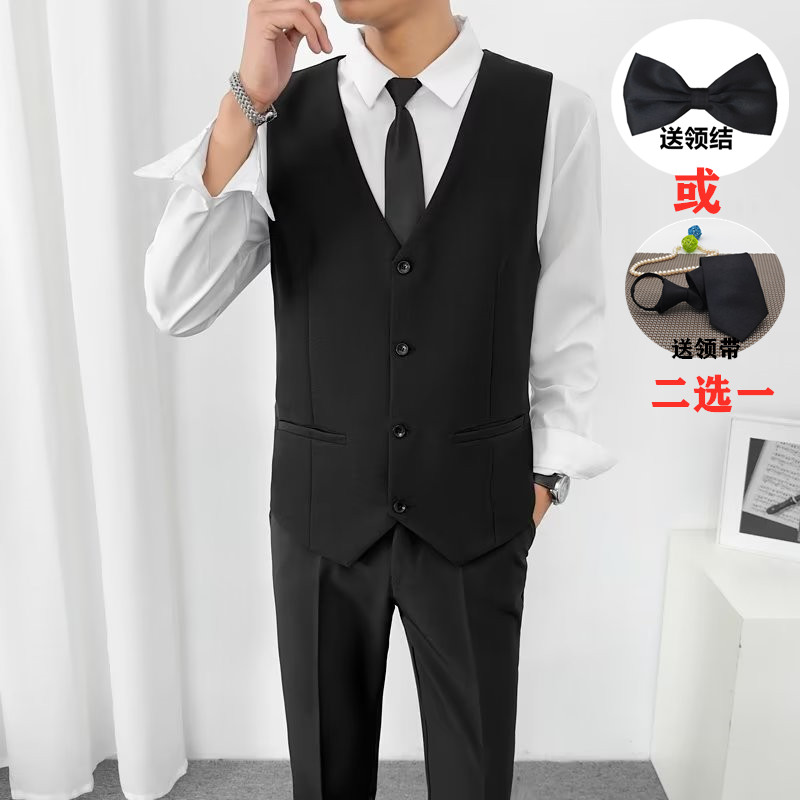 伴郎服夏季兄弟装团西装马甲白衬衫礼服婚礼新郎结婚套装大码西式