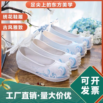 大码民族风汉服鞋女古装翘头鞋履