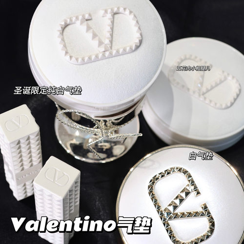 华伦天奴秋冬新品白色皮革气垫