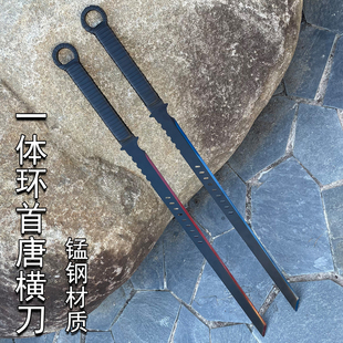 龙泉环首唐横刀一体成型防身冷兵器战术唐刀训练道具玩具刀未开刃
