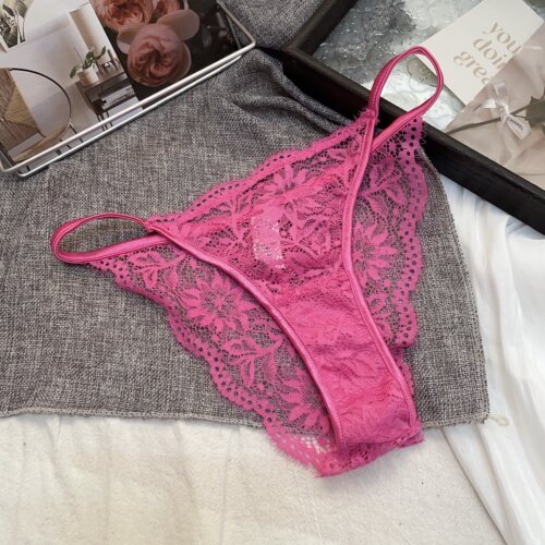 性感欧美超薄女士内裤纯欲玫红