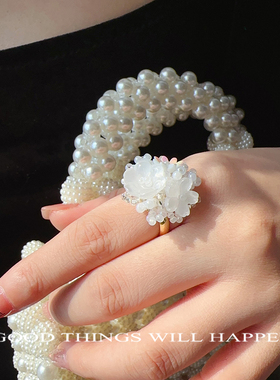 多巴胺夏日氛围感甜蜜花朵戒指开口可调节洛丽塔叠戴风小清新指环