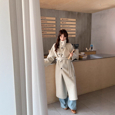 2025新款立领双面羊毛大衣女秋冬韩系高级感气质双排扣羊绒呢外套