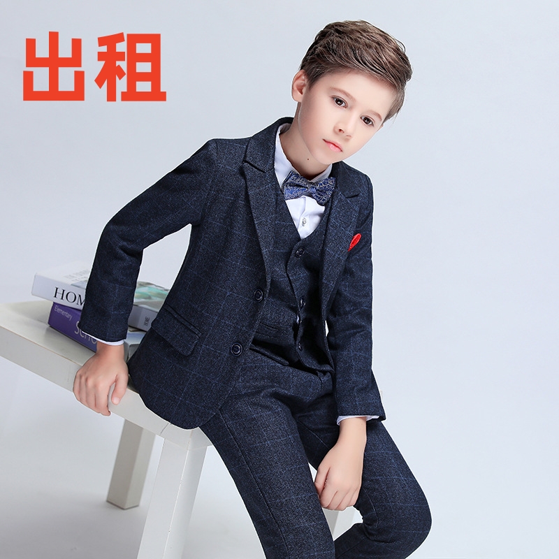 出租男童高端西服套装儿童西装租赁男孩英伦风花童礼服马甲2024款
