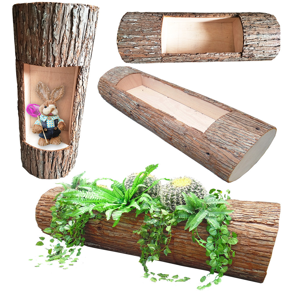 仿真镂空木桩雕空木头人造原木半空木墩树皮木桩装饰木头摆放道具