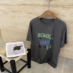 欧洲站2026春夏新款韩系可爱猫咪图案短袖T恤时尚休闲百搭女上衣