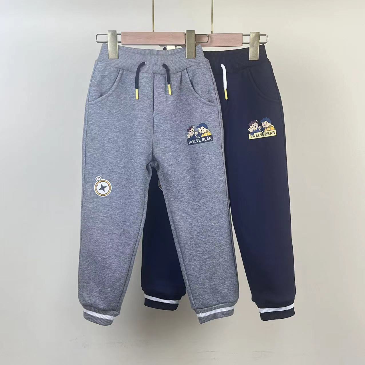 小熊童装2025秋冬季款男童加绒运动裤中大童休闲保暖长裤休闲卫裤
