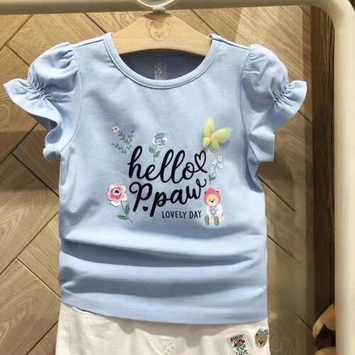 夏季新款女童圆领洋气短袖中大童休闲百搭印花上衣半袖潮