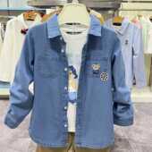 男童纯棉牛仔薄款 春秋款 衬衣中大童百搭上衣外套 男孩童装 儿童衬衫