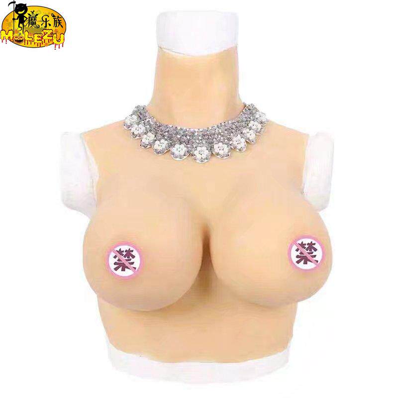 cd变装面具假胸垫插片伪娘假乳房奶头男变女连体硅胶义乳夜店男用