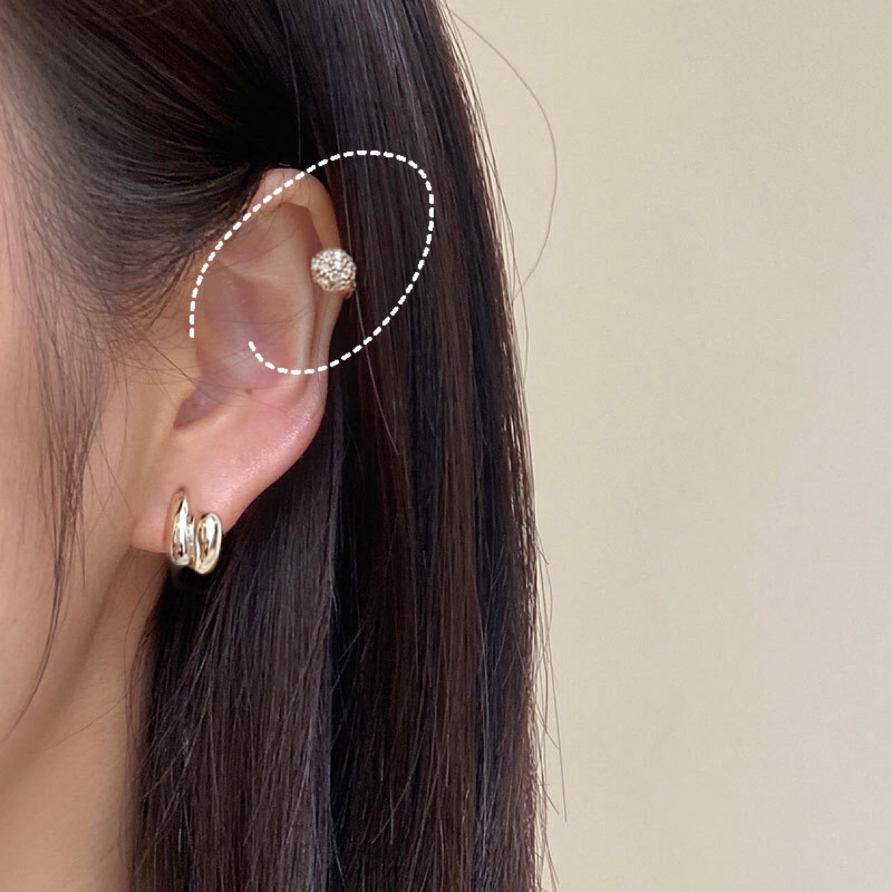 小巧圆形耳圈925纯银可爱