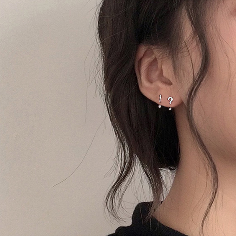 敲可爱！通体s925纯银个性满钻小耳钉精致韩版短款耳坠女 双耳洞